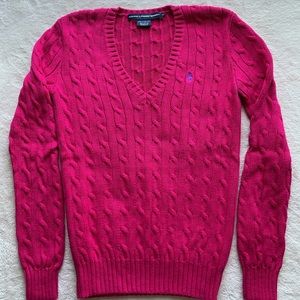 Ralph Lauren Sport Cable Knit V Neck Sweater